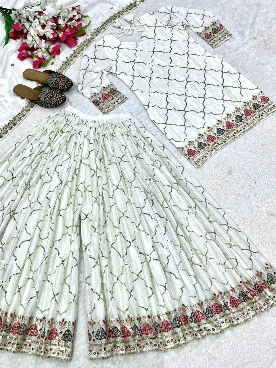 Bridal Sophistication: The Ivory Lattice Ceremonial Gharara